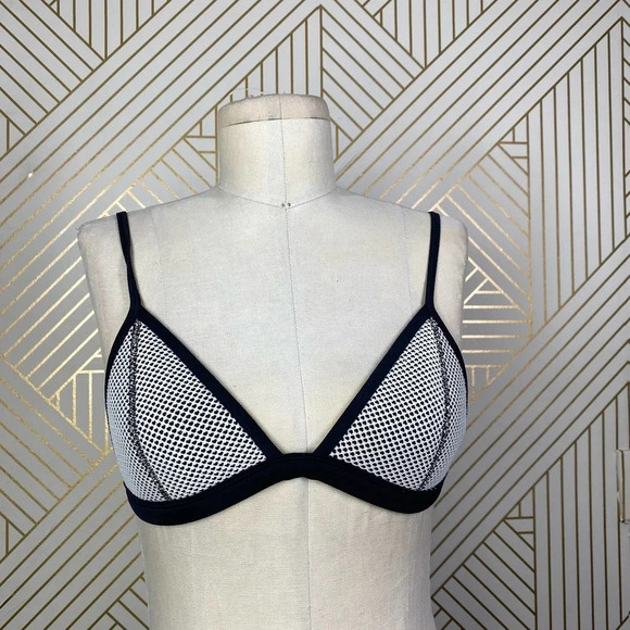 TRIANGL‎ Mesh Bikini Swim Top Black White - Picture 2 of 11